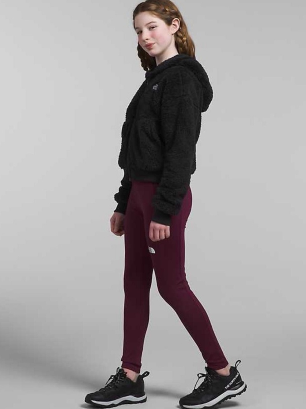 The North Face Girls Oso Fleece Jacket M 10 Black Plush Fuzzy Hooded Full Zip - Picture 4 of 8